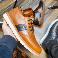 polo en cuir marron