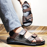 Sandale scratch en cuir marron