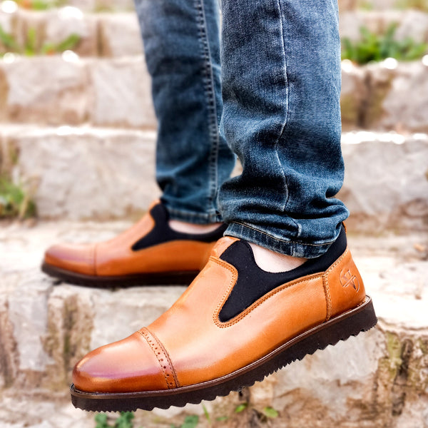 chaussure de ville élastico marron