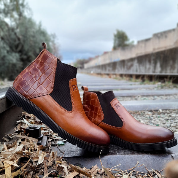 demis boots chelsea en cuir marron clair