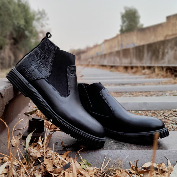 demis boots chelsea en cuir noir