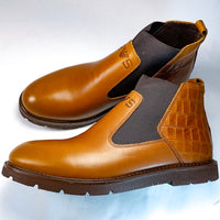 demis boots chelsea en cuir marron clair