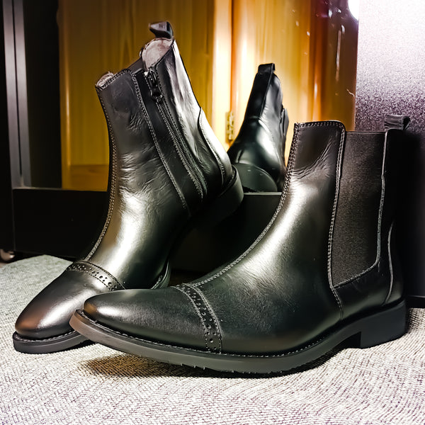 Boots en cuir noir éleganza