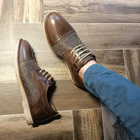 chaussure deux temps marron foncé en cuir