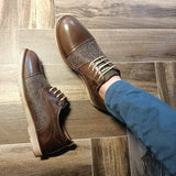 chaussure deux temps marron foncé en cuir
