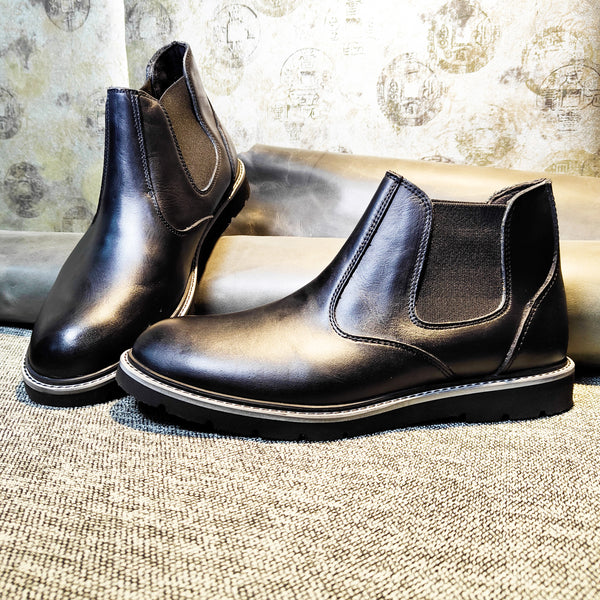 demis boots chelsea simple en cuir noir