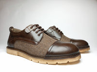 chaussure deux temps marron foncé en cuir